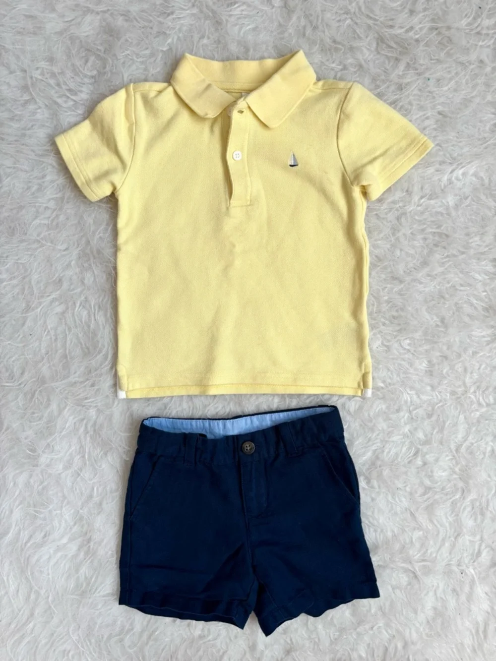 Janie and Jack Boy Preppy Coastal Butter Yellow Polo & Matching Shorts Set
